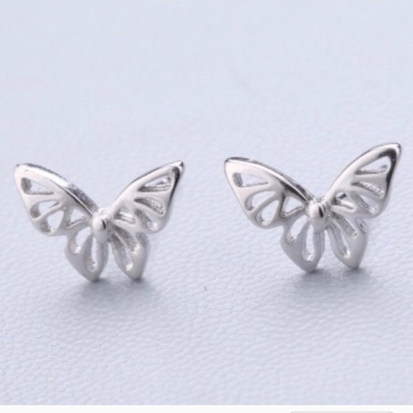 Butterfly Earrings Studs Silver 925 - Picture 4 of 4